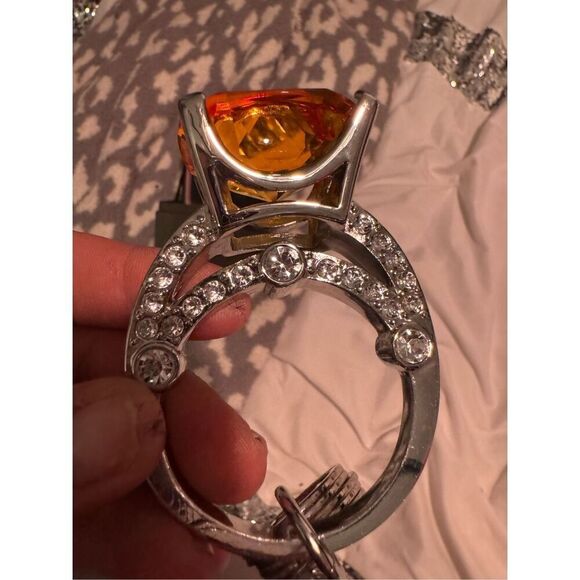 Juicy couture royal heart engagement ring bag charm /fob keychain yellow pave ni - Picture 4 of 8